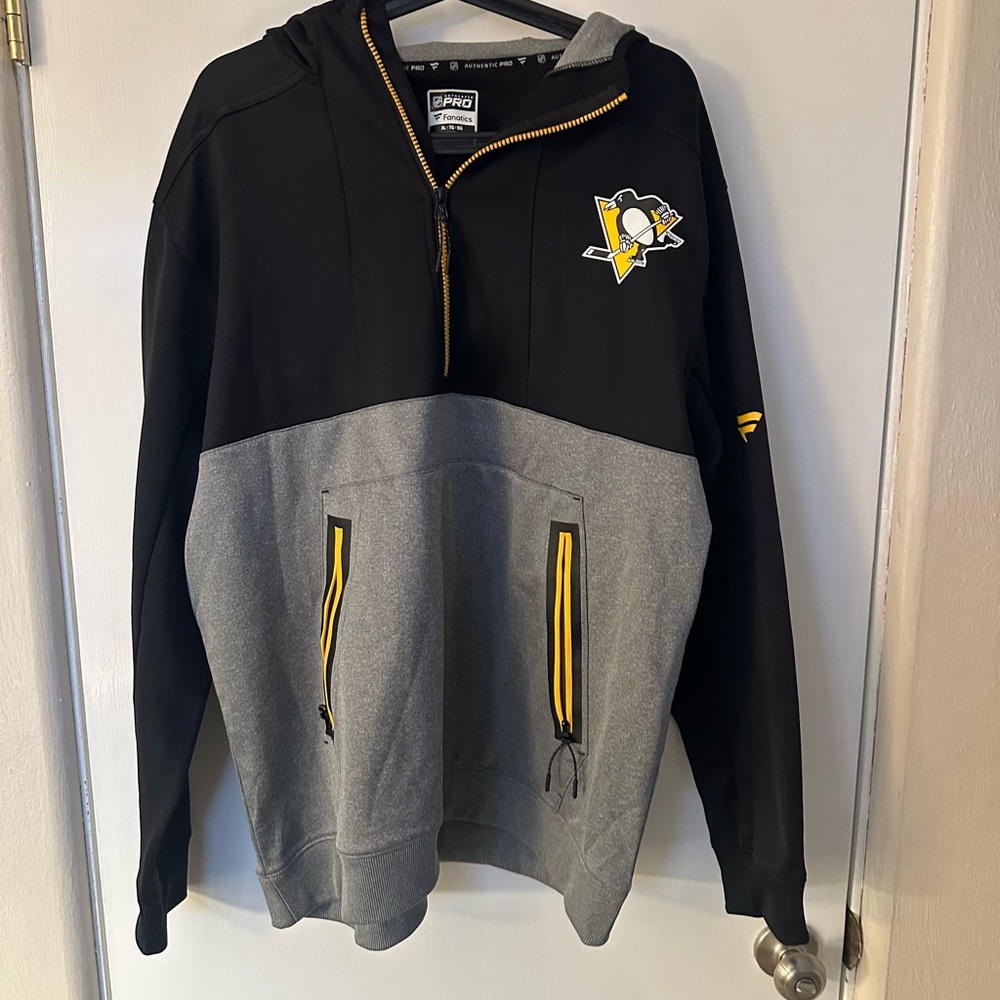 NHL Pittsburgh Penguins Black/Gray Hoodie quarter zip with mens XL